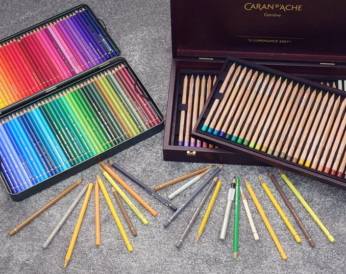 A selection of the Coloured Pencils I use for my Artwork